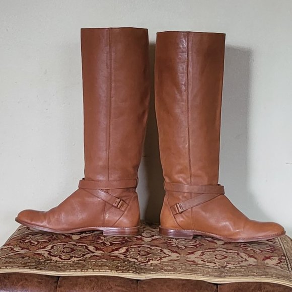 COACH LEATHER TAN CHRISTINE RIDING BOOTS - Picture 5 of 9